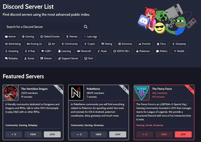 Discord Server Interface